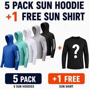 【RODEEL】 962 Sun Hoodie Shirts w/ Thumbhole UV Detection Logo Men UPF 50+ Sun Protection Long Sleeve Lightweight Quick Dry Moisture Wicking Breathable Athletic Activewear for Outdoor Fishing Boating Hiking Construction Roofing Landscaping, SummerVibes