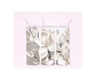 Big White Flowers - 20oz  Sublimation Tumbler Wrap Transfer Sheet