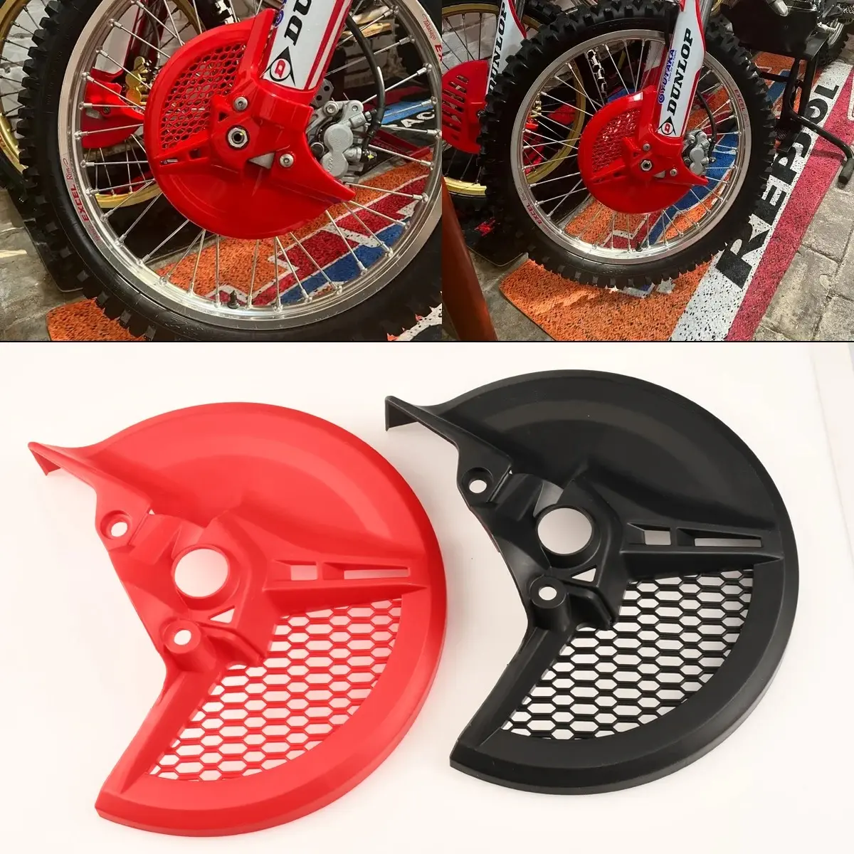 100% Brand New PP Plastic Motorcycle Protective Shield Set - Motorcycle Parts with 1 Front Brake Disc Guard Cover, Rotor Guards, Rear Calipers Protection, Easy to Install, Excellent Venting for Honda CRF250R 18-24, CRF250RX, CRF450R/RX Bikes