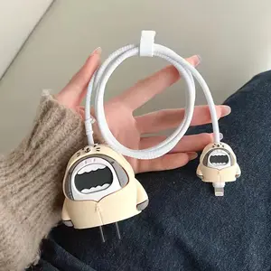 Hoodie Shark Phone Charger Protective Case, 4 Counts/Set Phone Charger Protective Cover for Apple 18W/20W Fast Charging Charger