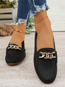 Women's Comfortable Lightweight Leather Loafers, One-Step Real Leather Shoes, Fashion Business Casual Formal Shoes, Office Work Flat Sole