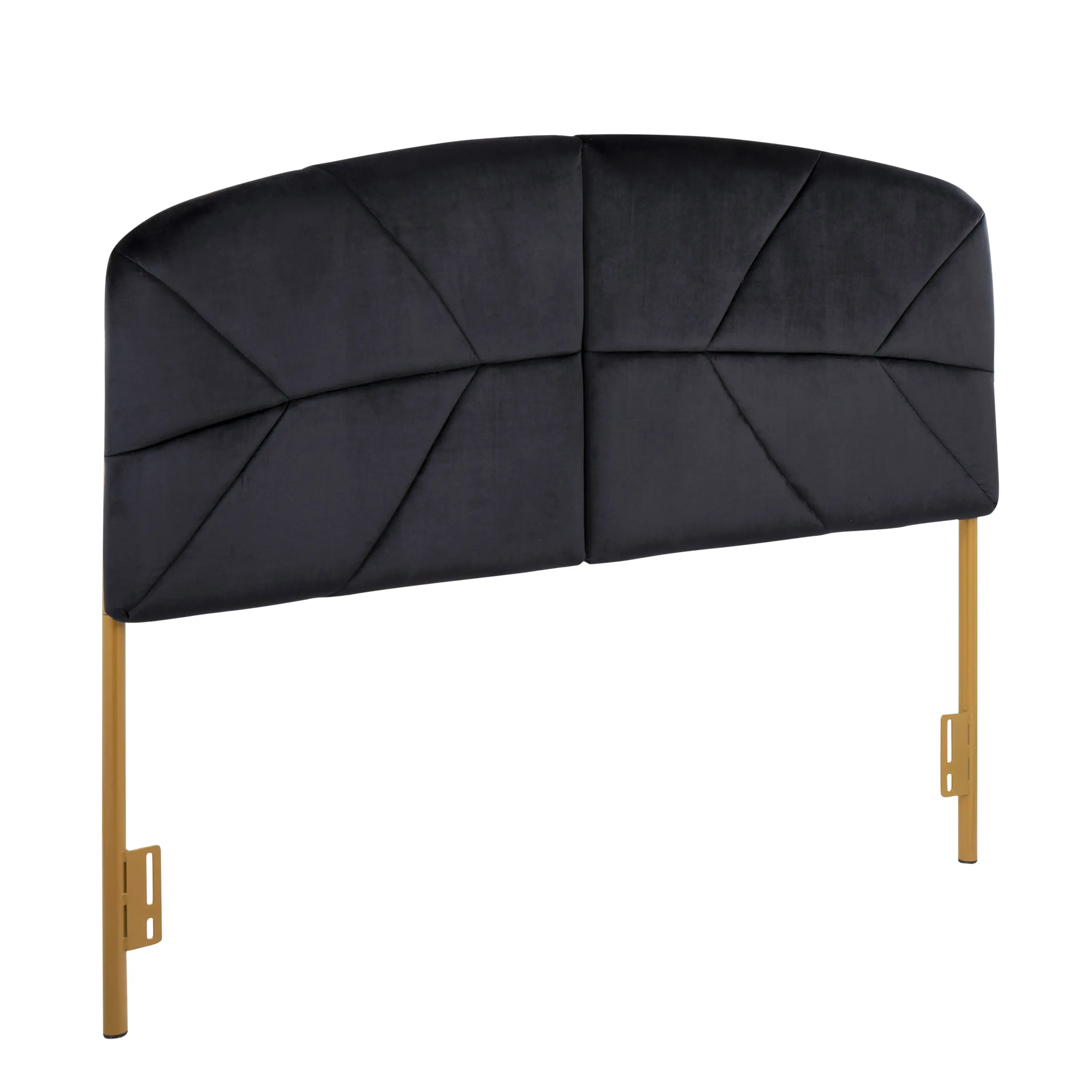 Queen Headboard with Velvet Upholstery and Gold Metal Frame for Bedroom, Contemporary Tufted Design, Fits Standard Queen Bed, Indoor Use, Assembly Required