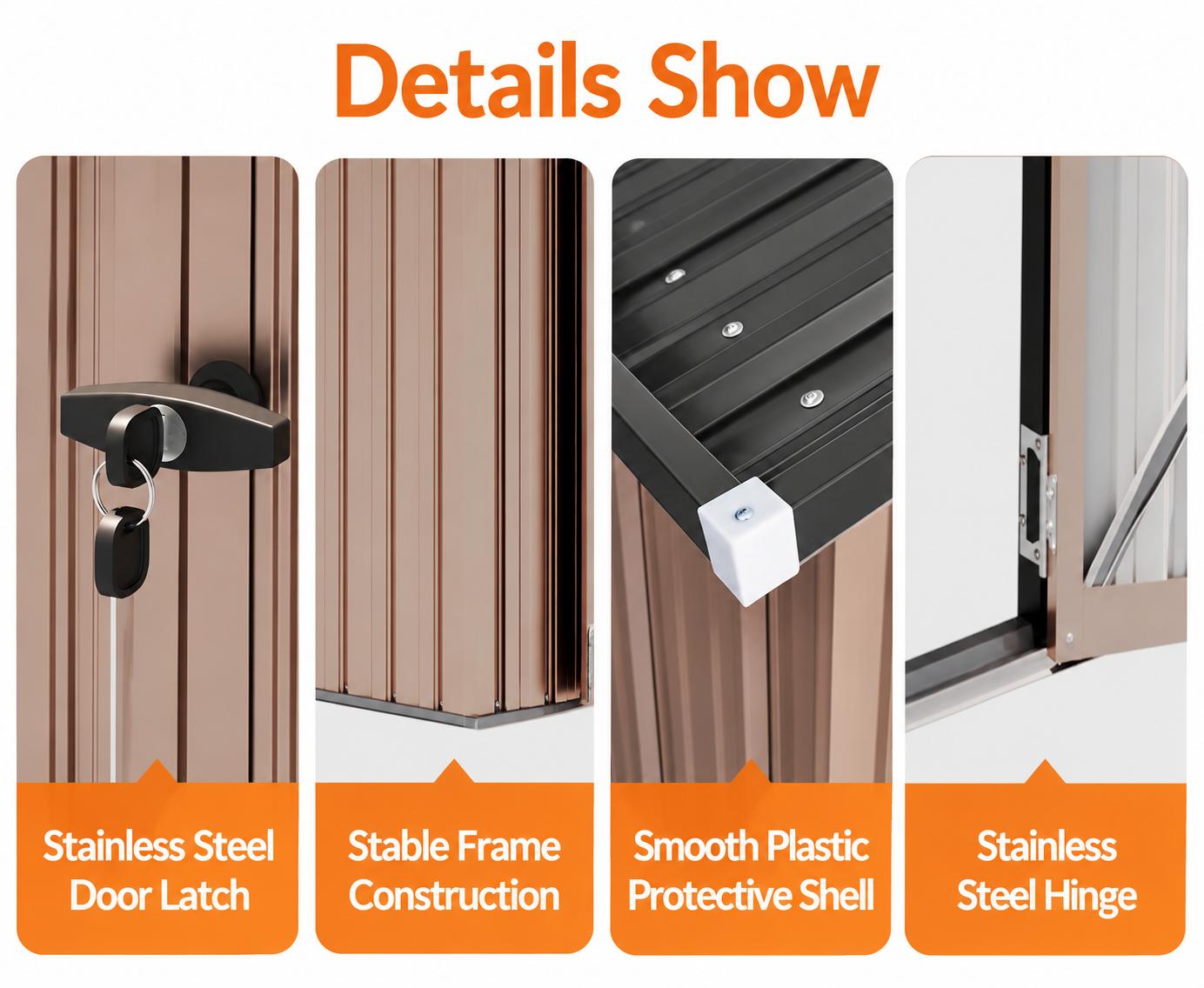Jolydale Outdoor Storage Shed Metal Lean to Sheds withGazebo,Open Firewood Storage,Garden Shed with LockableDoors,Sloped Roof,Windows, 2 in 1 Large Tool Shed forPatio. Backvard. Lawn