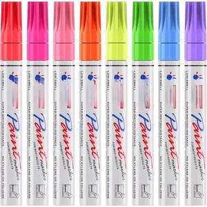 Fluorescent  Markers, 8 Colors Neon UV  Pens for Blacklight - Oil-Based, Medium Tip,  Permanent Marker Pens for Rock Painting, DIY Art Crafts, Scrapbooking, Glass Windows