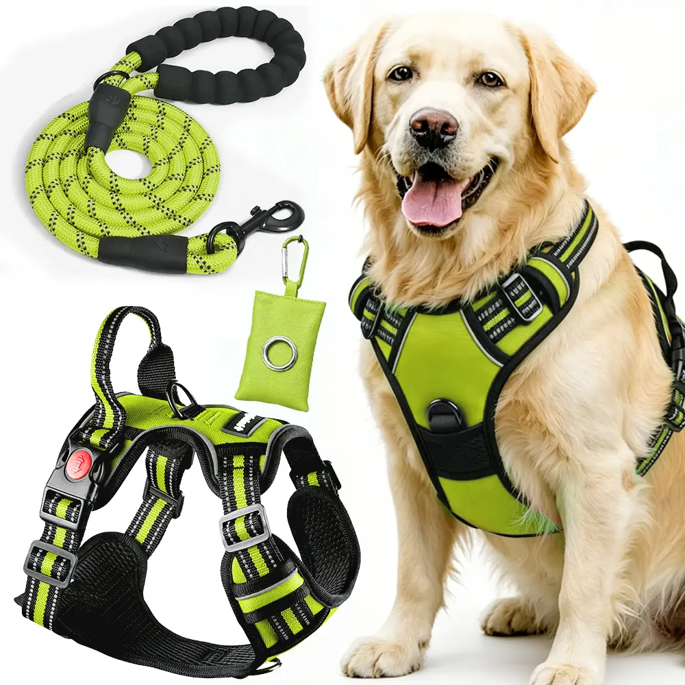 Helety Strong No-Pull Dog Harness for Large Dogs | Durable Adjustable Vest with Leash & Bag Holder gooharness