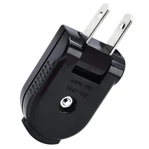 Replacement Plug Extension Cord 2 Prong 125V 10A Black Rotatable Electrical Plug for Small Appliances Power Supply Board Lighting DIY Projects