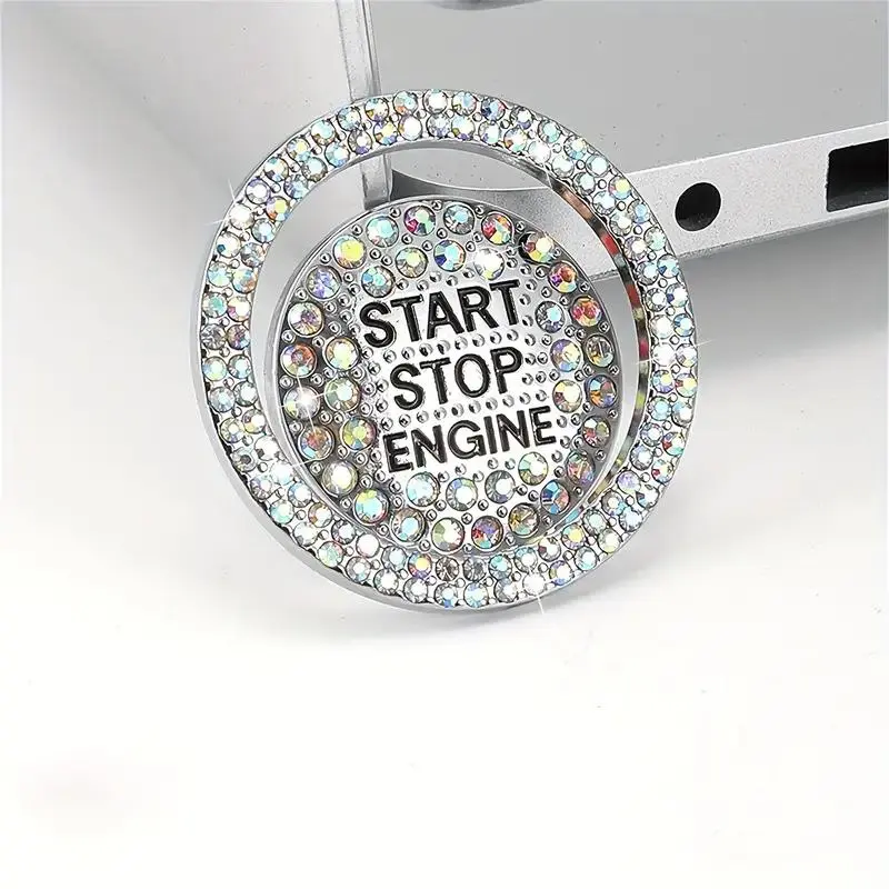 Rhinestone Decor Car Engine Start Stop Button Ring, Car Engine Start Stop Button Decoration, Car Interior Decorative Accessories for Women & Men Gift, Aesthetic Car Accessory, Car Decorations, Automotive Decoration