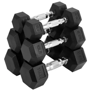 60 LB-100 LB Hex Dumbbells Set, 5-30 LB Rubber Coated Hex Dumbbell Weights Set for Strength Training, Exercise & Fitness Dumbbells, 60 LBS (5x2+10x2+15x2), 100 LBS (20x2+30x2)