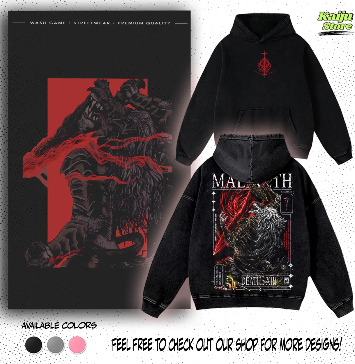 Retro Limited Vintage High Quality Maliketh II | Hoodie | T-Shirt | The Black Blade Elden Ring Collection Game, Inspried Merch And Gift Washed Tee, Gift For Gamer