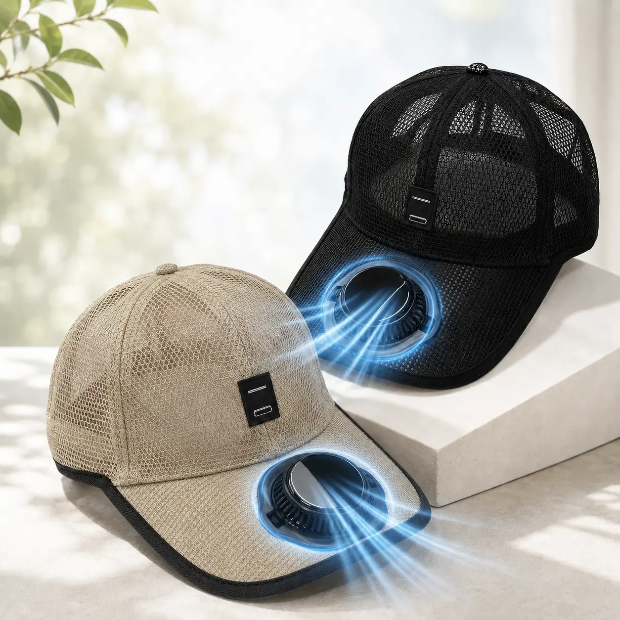 USB-Rechargeable Solar Cooling Mesh Baseball Cap for Men - Breathable, Adjustable, Lightweight Durable Outdoor Hat with Built-in Fan for Hot Weather Fishing, Hiking