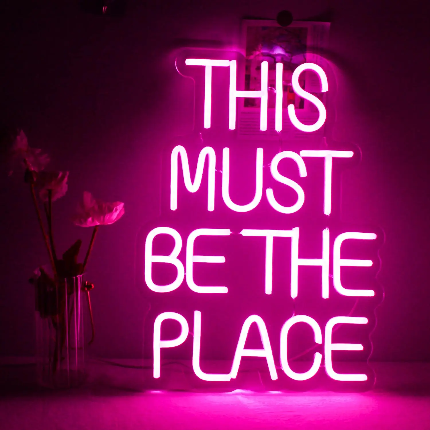 Must Be The Place Neon Sign, USB Powered Neon Sign, Wall Mounted Decorative Light, Illuminated Sign Light, Neon Sign for Bar, Club, Billiard Room, Dance Hall, Music Restaurant, LED Neon Lights