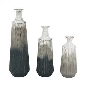 Set of 3 Multi-Color Ombre Metal Bottle Vases