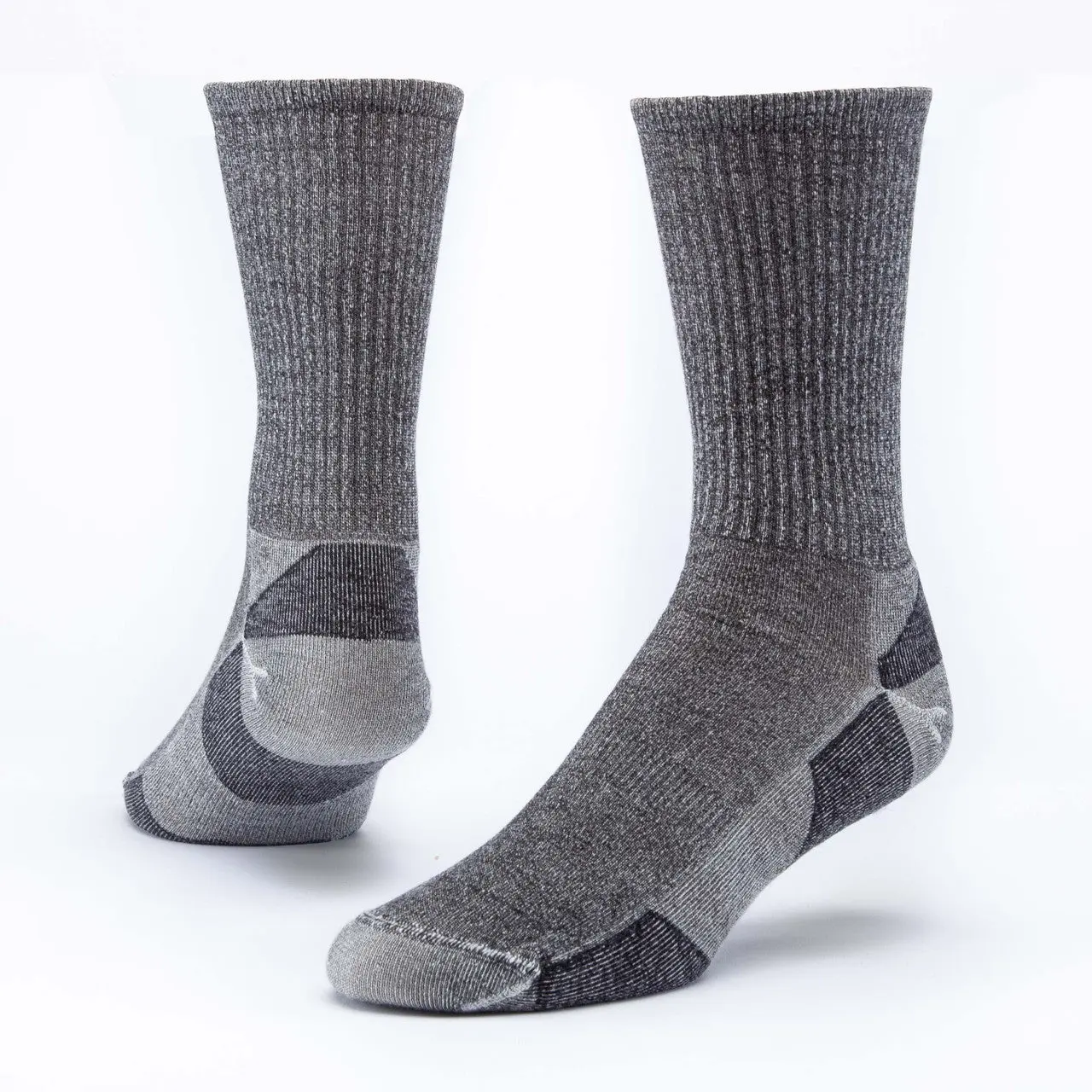 Male 60% Organic Merino Wool Urban Hiker Crew Socks, Cushioned Breathable Athletic Running Socks for City Workouts, Machine Washable, Line Dry, Close-To-The-Foot Fit, All Seasons, Knit in USA