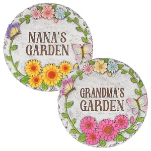 Garden Stepping Stones Set of 2, 10 inch Nana's Outdoor Garden Decor,Decorative Stones Pavers for Garden Walkway Landscaping,Grandma's