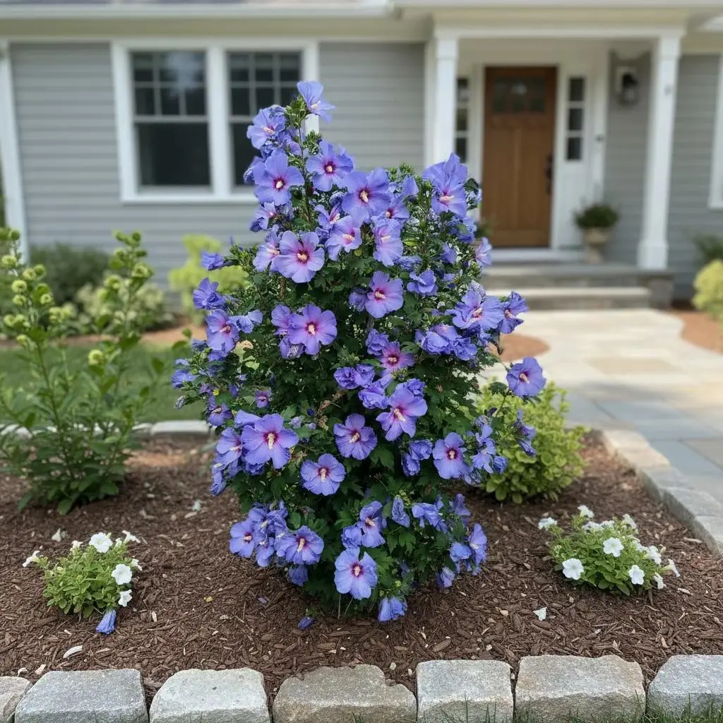 100 Blue Hibiscus Seeds, Hardy Shrub with Summer Sky-Blue Blooms (Red or Pink Throat) – 6–10 Ft, Blooms Steadily, for Full Sun Gardens, Borders, Foundation Plantings, Hedges