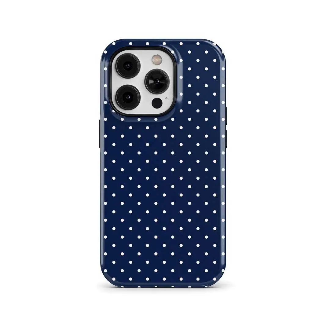 Blue polka dots Phone Case  -Durable, Shock Absorbing and Stylish Protection -Compatible with iPhone 17,16, 15, 14, 13, 12, 11, Plus, Pro,Pro Max, Perfect birthday gift for friends.