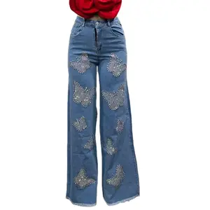 Pantalon Mariposa Con Estrech - Jeans with Butterfly Design and Tight Fit Feature Womenswear Women's Comfort Shapewear Women's Sexy  jeansn Streetwear Bottom