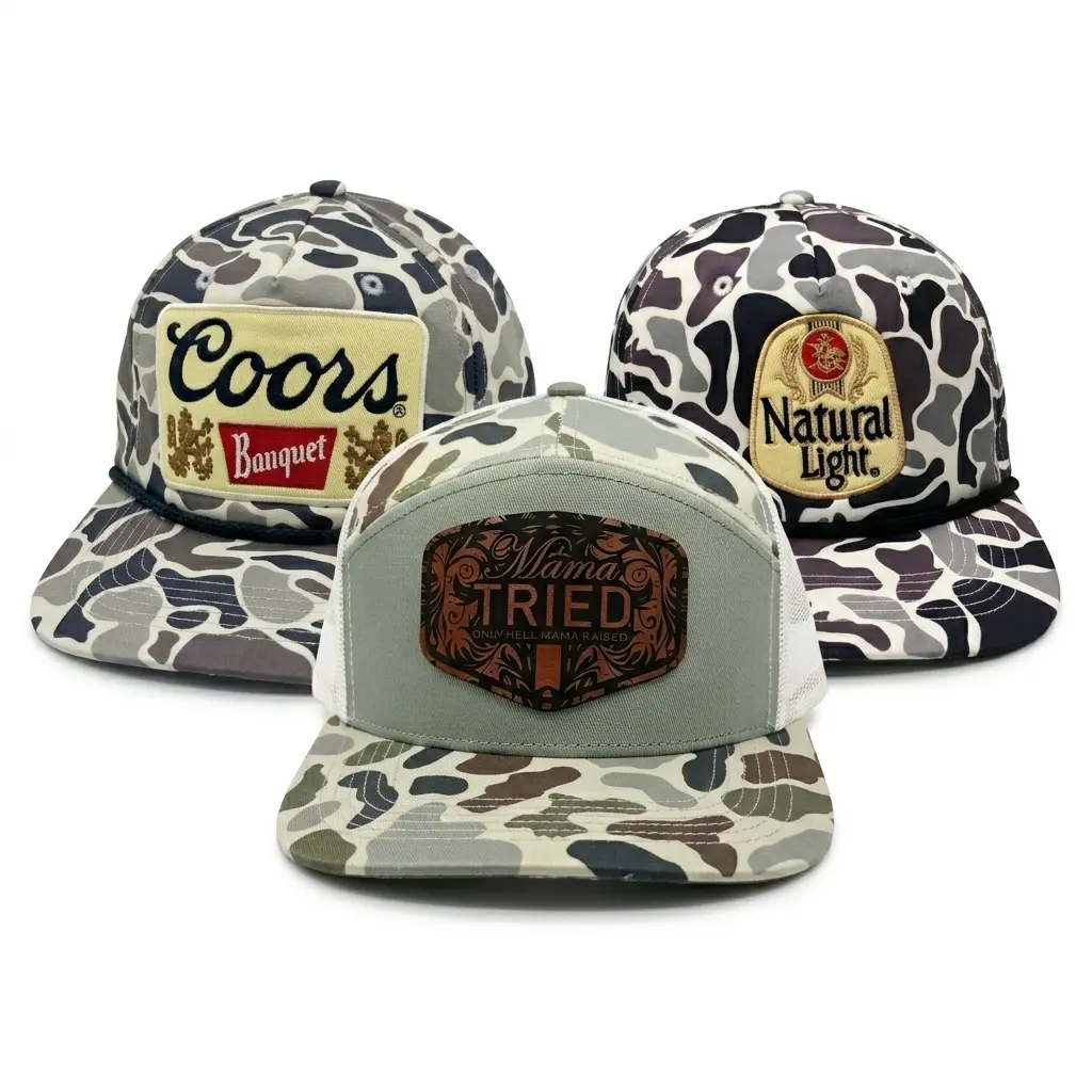 FLASH SALE | LIMITED EDITION Vintage Camo Patch Trucker Hats Collection (3 Styles) Premium Mesh Snapback Caps | Retro Outdoor Hunting & Country Lifestyle Hats | Embroidered Patch Flat Bill Trucker Cap for Men & Women