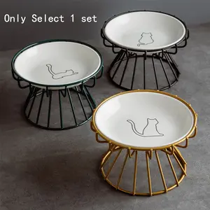 Nordic Cat Bowl, High Footed Ceramic Pet Bowl, Anti-Knock Design, Protects Cervical Neck, Ideal for Cats & Kitties, Durable Feeding Solution