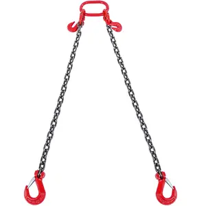VEVOR Chain Sling,  3/8 inch x 6 ft Lifting Chains with Hooks, G80 Engine Chain Hoist Lifts, 11000 lbs/5 Ton Lifting Sling Chains for Engine Hoist, Engine Lift Chain with 2 Leg Grab Hooks and Adjusters