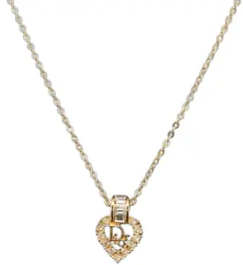 Pre-owned Christian Dior Rhinestone Heart Necklace 4000022779133
