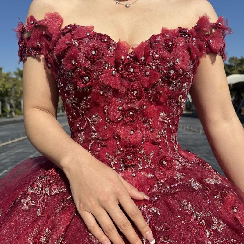 NO.31 Draped Bodice Quinceañera Dress with Three Dimensional Flowers plain mature bodycon party blue dress quince square neck plain sequin dress royal  blue Formal Womenswear party maxi