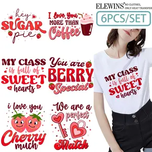 Valentine's Day 6Pcs Gold Foil DTF Transfer Paper for T Shirt Hoodie Denim Backpack Pillow Machine Washable Unisex Craft Supplies