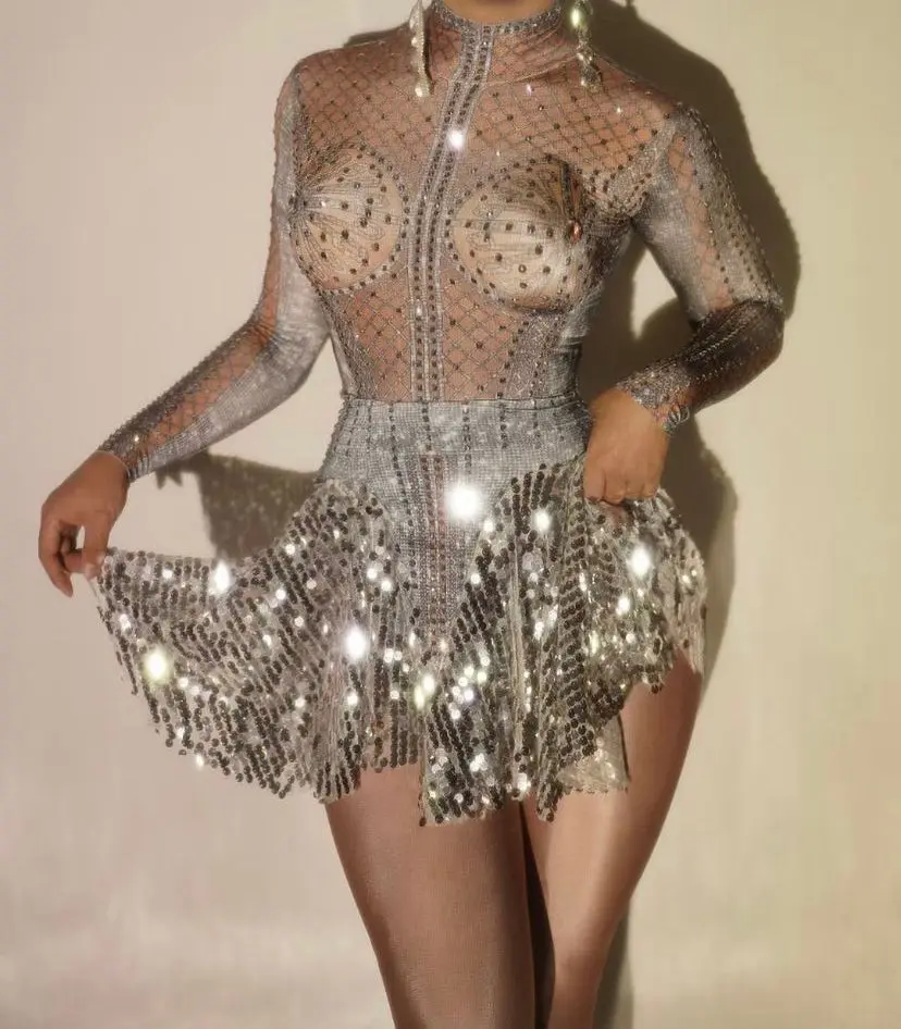 Egyptian Dress leotard Silver