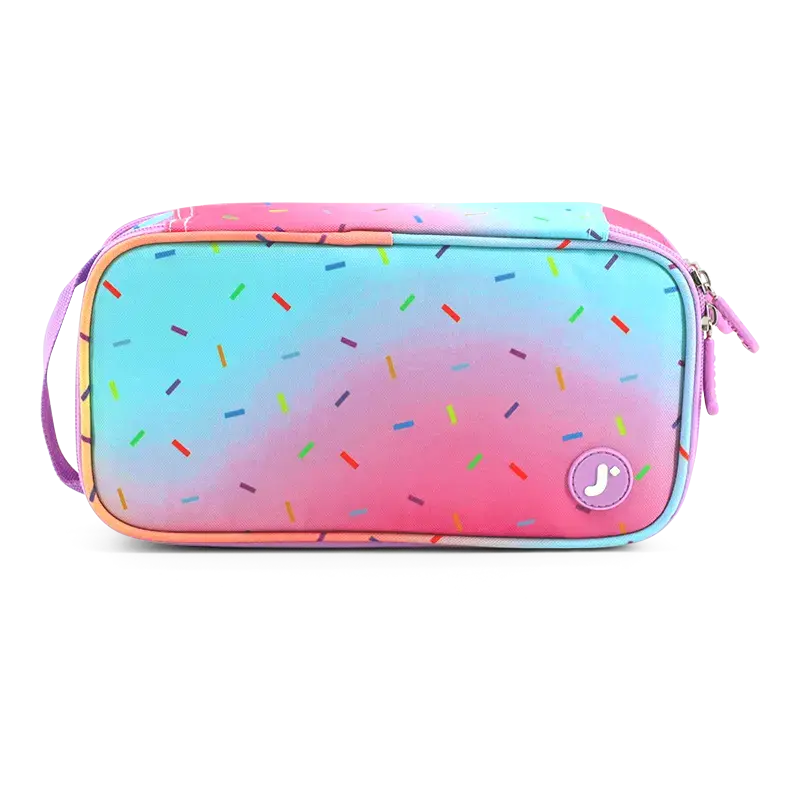 Doodle Pencil Case with Handle Strap in Confetti