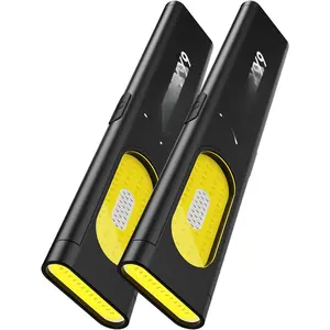 2 Pack Pocket Flashlight EDC Clip Light with  Base - 675 Lumen USB-C Rechargeable Slim Flat IPX4  Dual Modes Compact LED Flashlight for Camping Travel