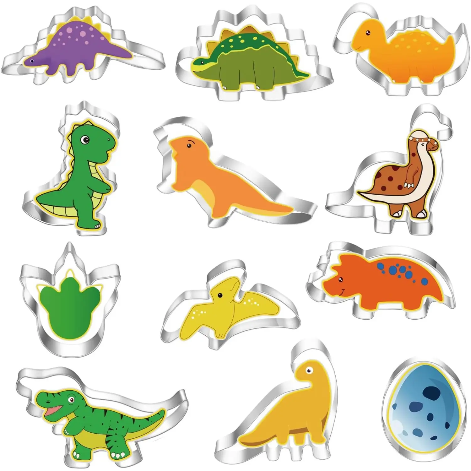 12Pcs Dinosaur Cookie Cutters Set Small Size Stainless Steel Shaped for Adults and Teenager Birthday Party Supplies,Footprint,Dinosaur Eggs,different dinosaur shapes - Home Improvement.