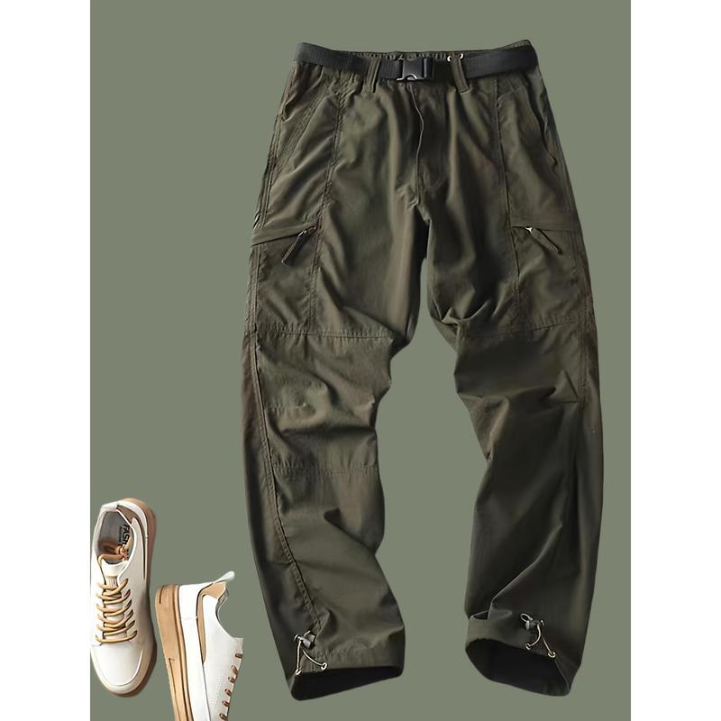 Four Seasons Thin, Multi-Pocket, Free Belt (Selected by the Knowledge), 180g/ ㎡   Polyester, Hiking & Outdoor Recreation Apparel |   Versatile Pants for Casual Attire |   Comfortable & Durable |   Ideal for Running, Camping, Fishing & Training