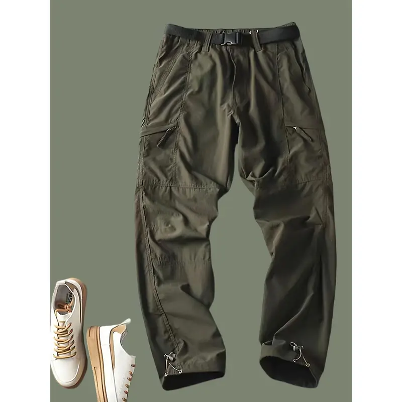 Four Seasons Thin, Multi-Pocket, Free Belt (Selected by the Knowledge), 180g/ ㎡   Polyester, Hiking & Outdoor Recreation Apparel |   Versatile Pants for Casual Attire |   Comfortable & Durable |   Ideal for Running, Camping, Fishing & Training