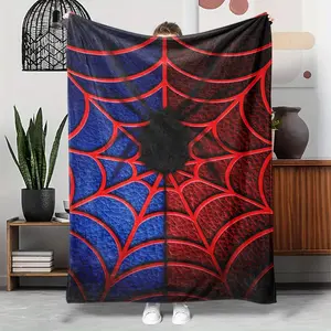 1pcs Spider-Man Pattern Background Theme Flannel Blanket, Digital Print, Sofa Bed Cover Blanket, Skin-Friendly Soft, Christmas New Year Gift, Suitable For All Year Round