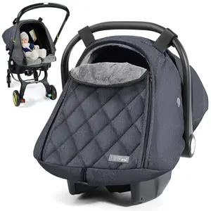 Winter Carseat Cover for Baby, Infant Car Seat Cover Compatible with Doona Car Seats, Zipper Access, Breathable, Rain, Snow and Wind Proof, Winter Baby Essentials Carrier Canopy, Dark Grey