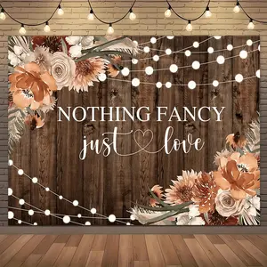 Pure Love Country Floral Wedding Party Banner, Romantic Rural Wedding Ceremony Reception Home Decor Photography Background, No Power Needed, Wedding Arch Backdrop