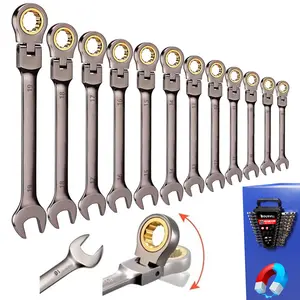 【DealsForYouDays】 12-Piece Multifunctional Flex-Head Ratcheting Wrench SetMetric 8 mm-19 mm72 Teeth Cr-V Steel Flexible Combination Wrench SetCar & Automotive Tools with storage rack  Household & Automotive RepairsMultifunctional Wrench Set