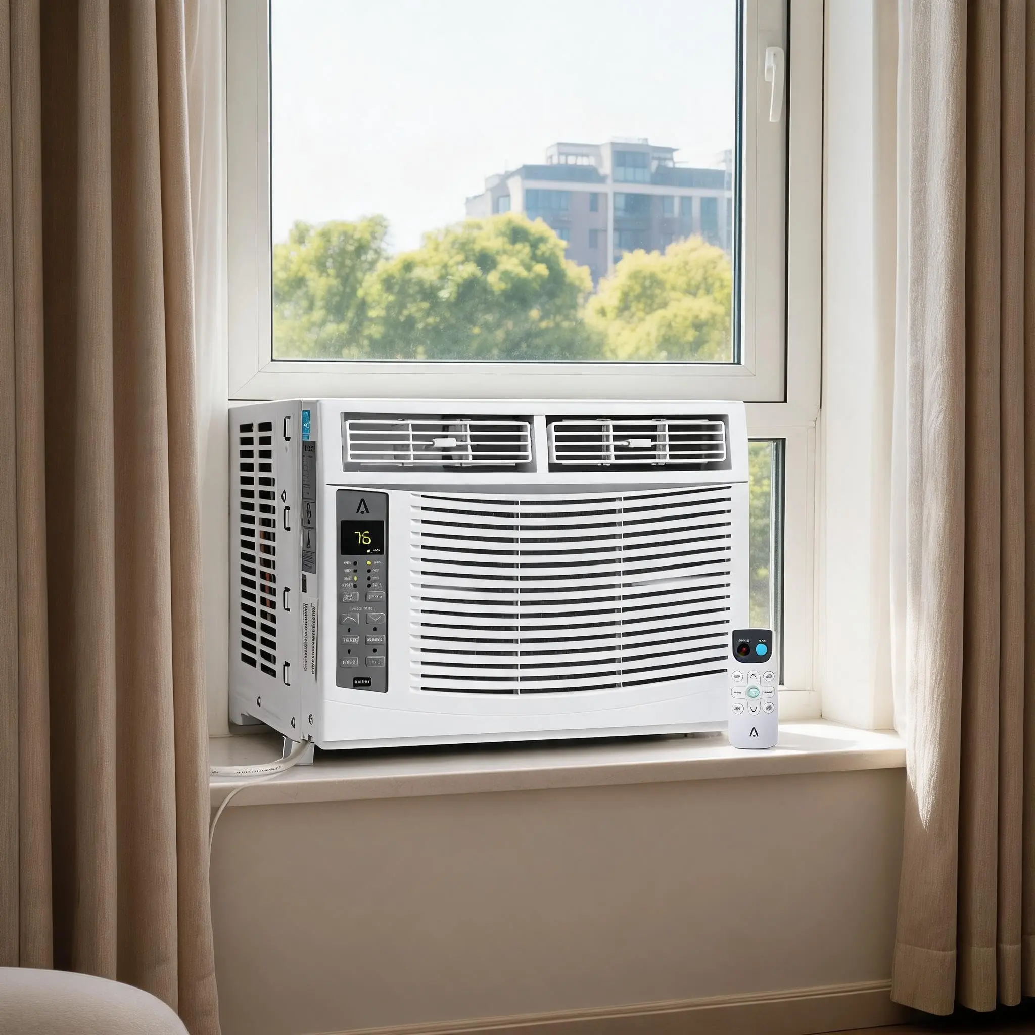 6000 BTU Compact Smart Window Mount Air Conditioner, Quiet Energy Efficient Window AC Unit with Remote, WiFi Control, Built-in Dehumidifier, Easy Installation Kit, 110-115V for Single Room Cooling
