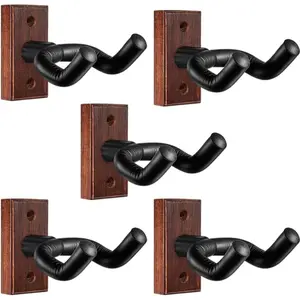 Guitar Hangers 5Pack - Wall Mount Guitar Holder Hook Stand for Acoustic, Electric, Banjo, Bass