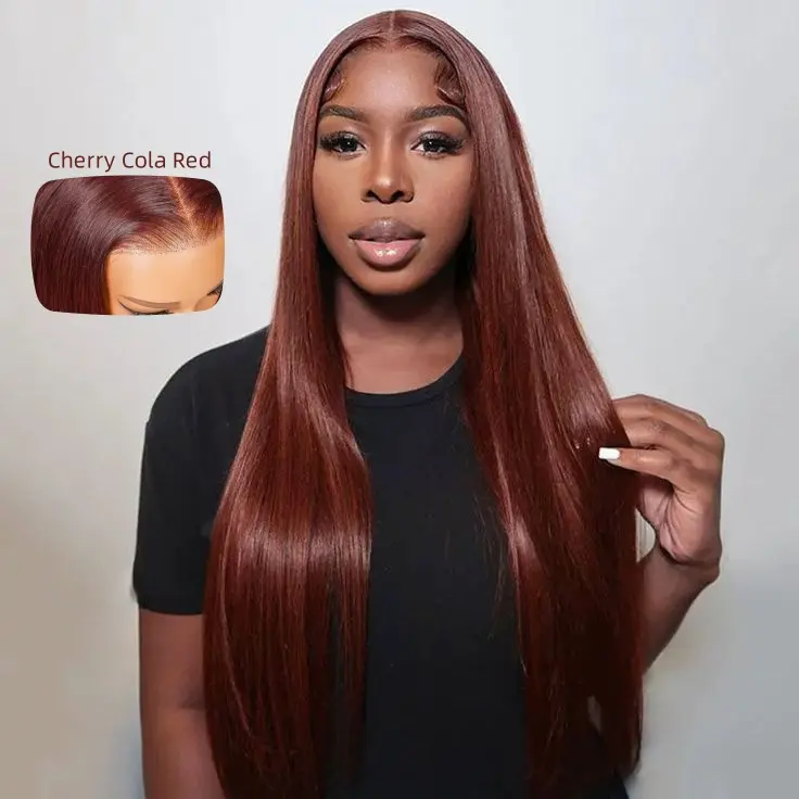 AliPearl Wig Cherry Cola Red Color 5x7 Lace Closure Straight Wigs Ready to Go Glueless Wig Pre Cut Pre Plucked Lace Wig Human Hair #TikTokShopBackToSchool #SoHoChic