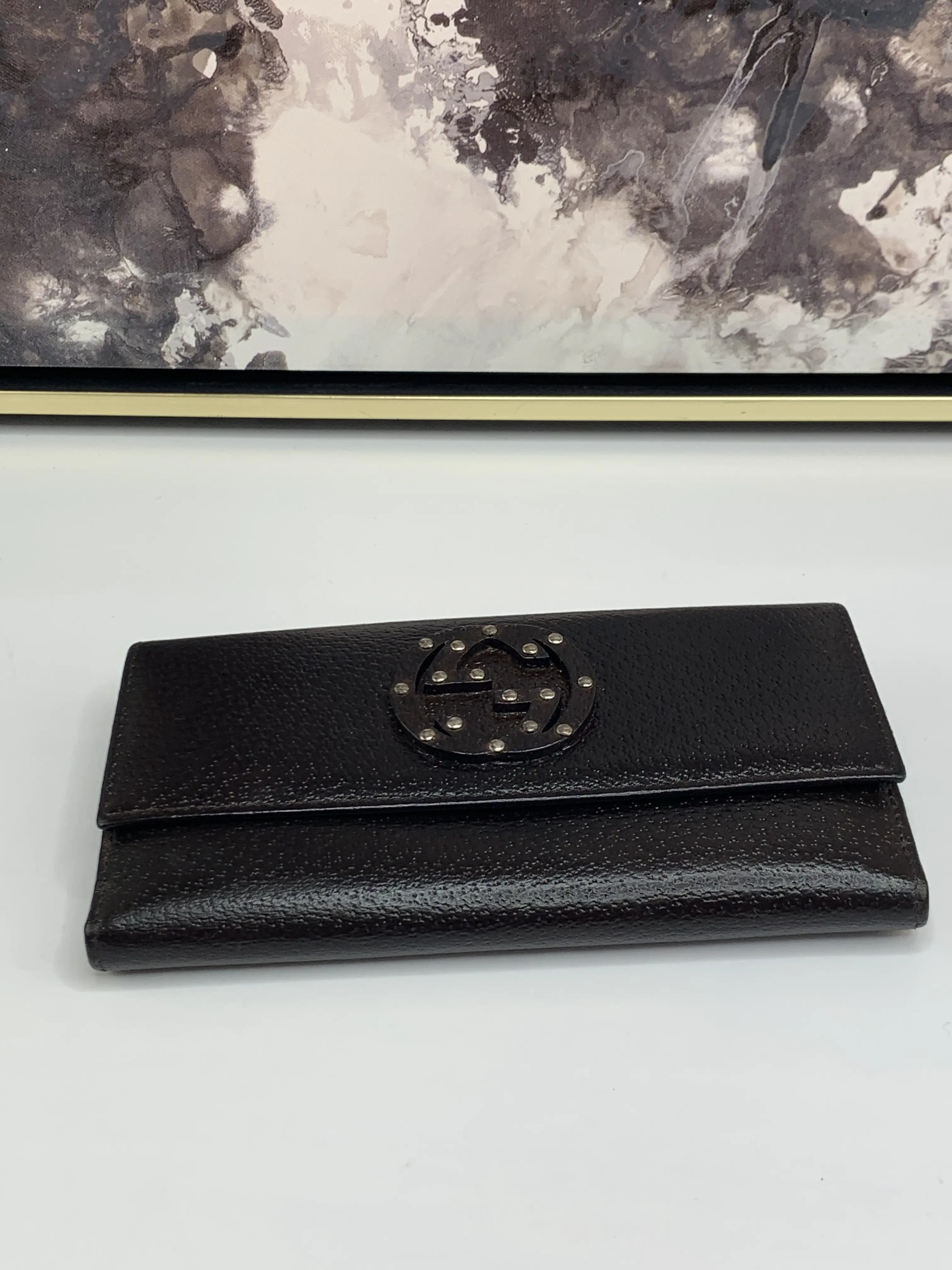 Pre-owned leather Small Leather Goods Long Wallet