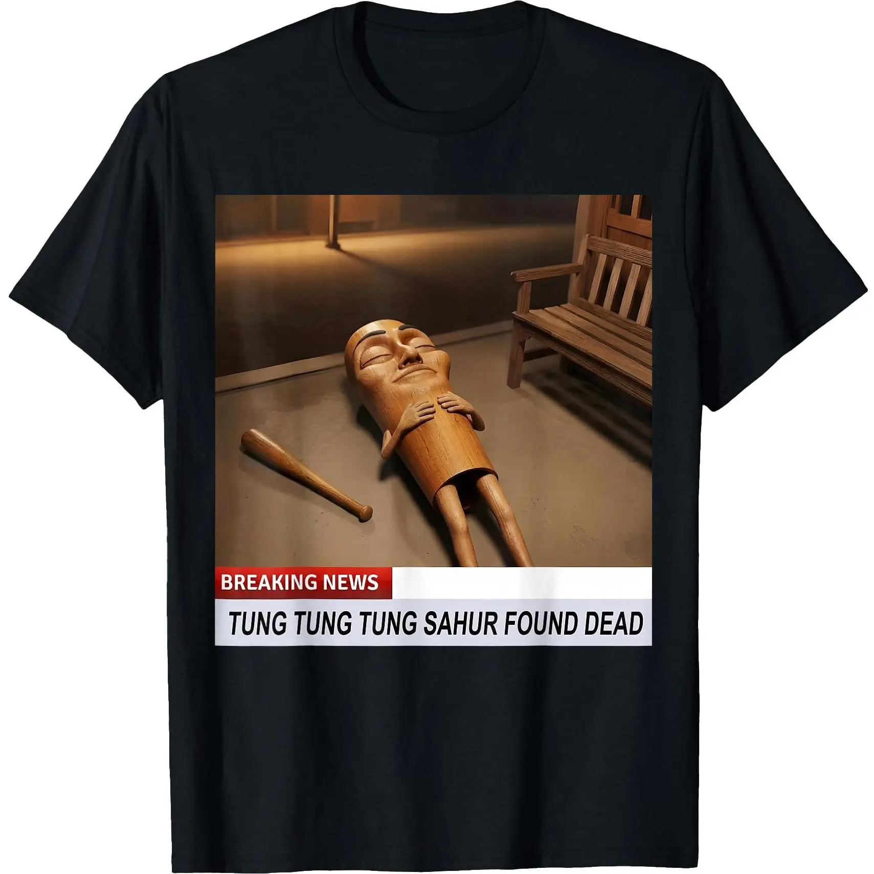 100% Cotton funny graphictee Tung Tung Tung Sahur Found Dead Breaking NewsMemeT-Shirt good graphic tees