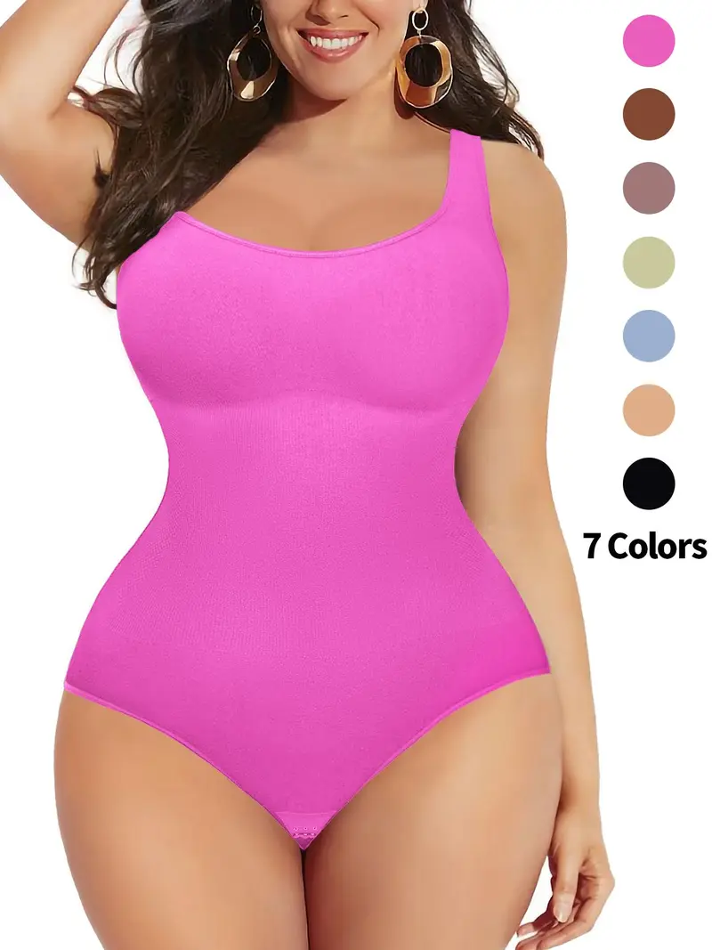 Women's Solid Square Neck Shapewear Bodysuit, Casual Sleeveless Shapewear Bodysuit for Daily Wear, Women's Shapewear Clothing for All Seasons