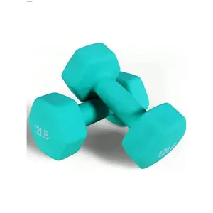 Fitness equipment  Signature Fiess Neoprene Dumbbell Hand Weights Slip Anti Roll Hex Shape Colorful Pair Or Set With Stand Strength training