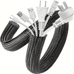 Cord Protector, Wire Loom Tubing Cable Sleeve Split Sleeving, Protective Cover For USB Cable Power Cord Audio Video Cable
