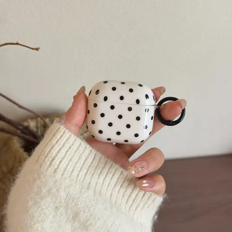Base Polka Dot Earphone Case for Apple AirPods, Fashionable Women's Earphone Shell, Simple Design, Protective Cover, Headphone Accessory