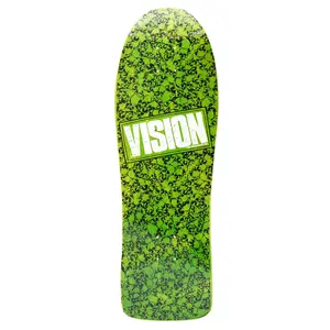 Vision Skateboard Deck Punk Skull Modern Concave Lime/White 10" x 30.5" Old School