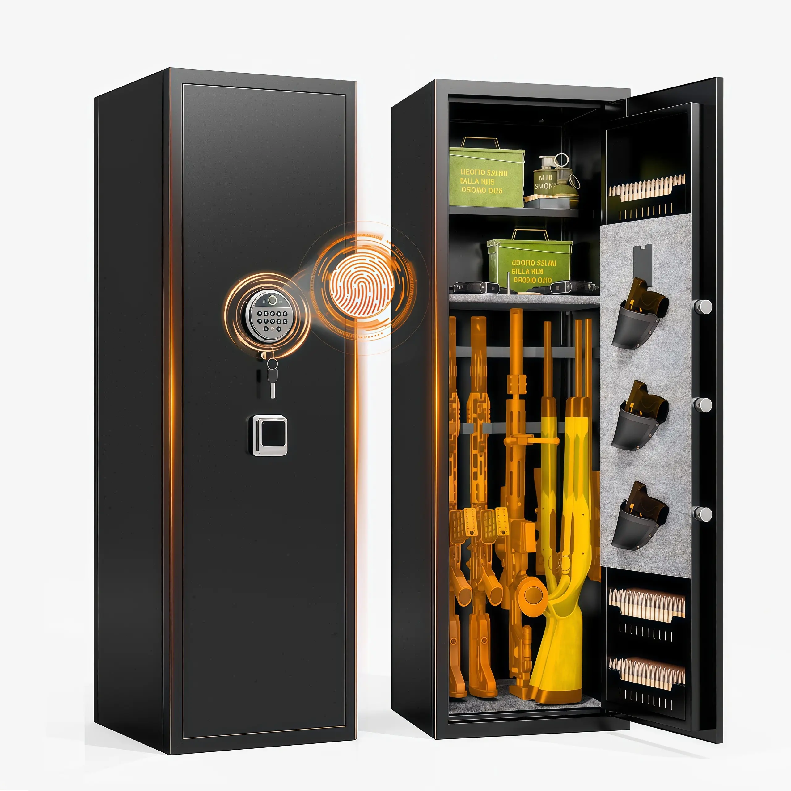 Biometric Fingerprint Home Safe - Fire-Resistant, No Assembly Required, with Alarm System, Silent Mode, Ideal for Storing Valuables (Indoor Furniture Key Cabinet)