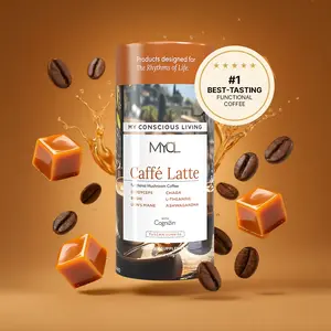Cognizin® Caffé Latte Mushroom Coffee - Rich Creamy Caramel Mocha Blend with 175mg Citicoline & 2225mg Functional Mushrooms for Focus & Energy