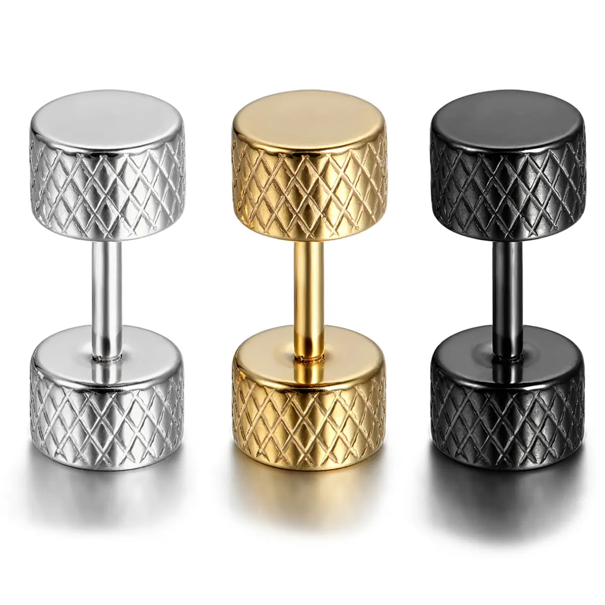 OIDEA Barbell Stud Earrings for Men & Women, Minimalist Double-Side Round Stainless Steel Jewelry, Hypoallergenic & Durable, Casual Wear, Round Shape, Unisex, Everyday Wear, 0.20" Wide, 0.51" Long, Daily, Fashion, Female